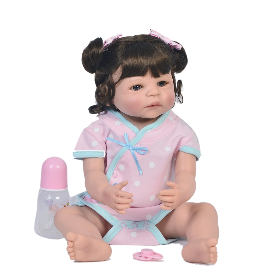Элегантные 22 дюймовые милые куклы Reborn Baby Girl полностью силиконовые реалистичные