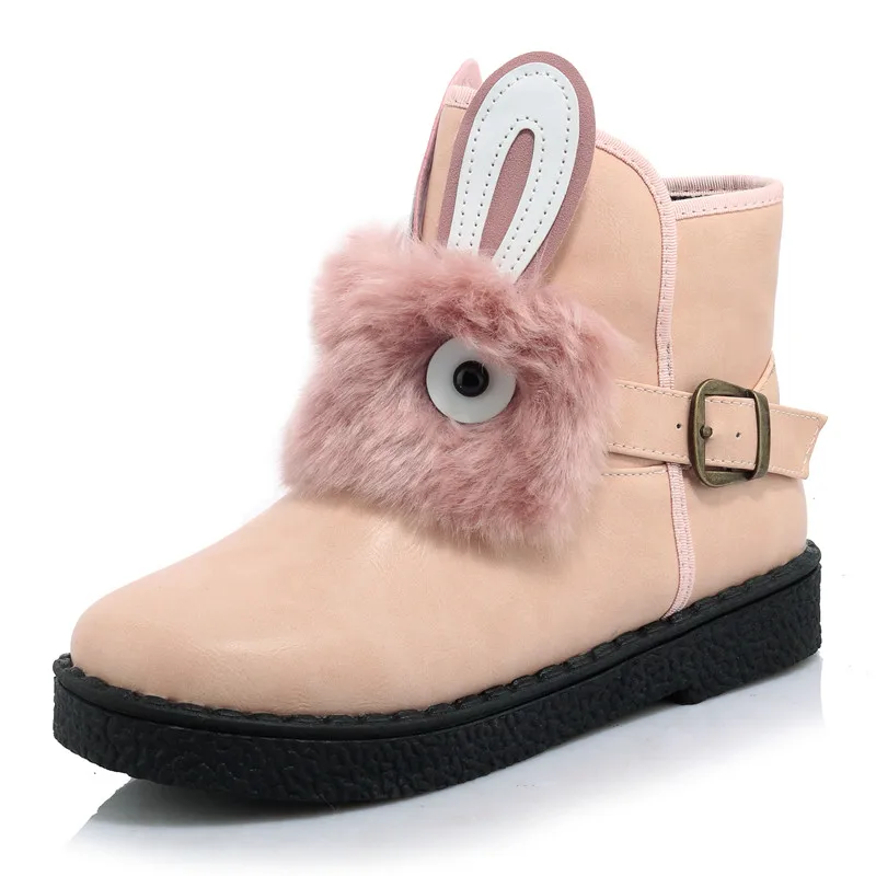 

The new 2016 Plus Size 34-43 Women furry Boots Flat Heels Round Toe Snow boots winter Warm Plush Woman Shoes Ankle boot