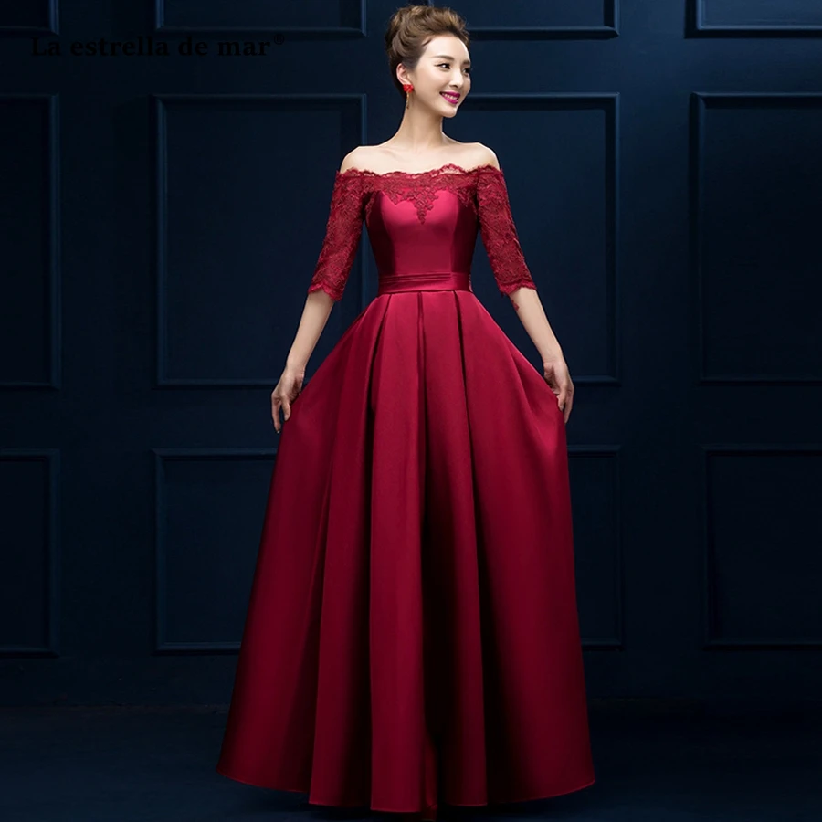 Эстрелья De Mar Vestido Madrinha Лидер продаж кружевное атласное с вырезом лодочкой