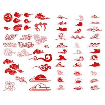 

1 PCS Red Auspicious Clouds Korean Precut Decoration Stickers Desk Organizer School Supplies Office Accessories