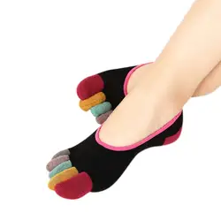 Силиконовые противоскользящие Для женщин; носки с пальцами Тапочки, закрывающие носок Для женщин мелкой хлопка короткие носки