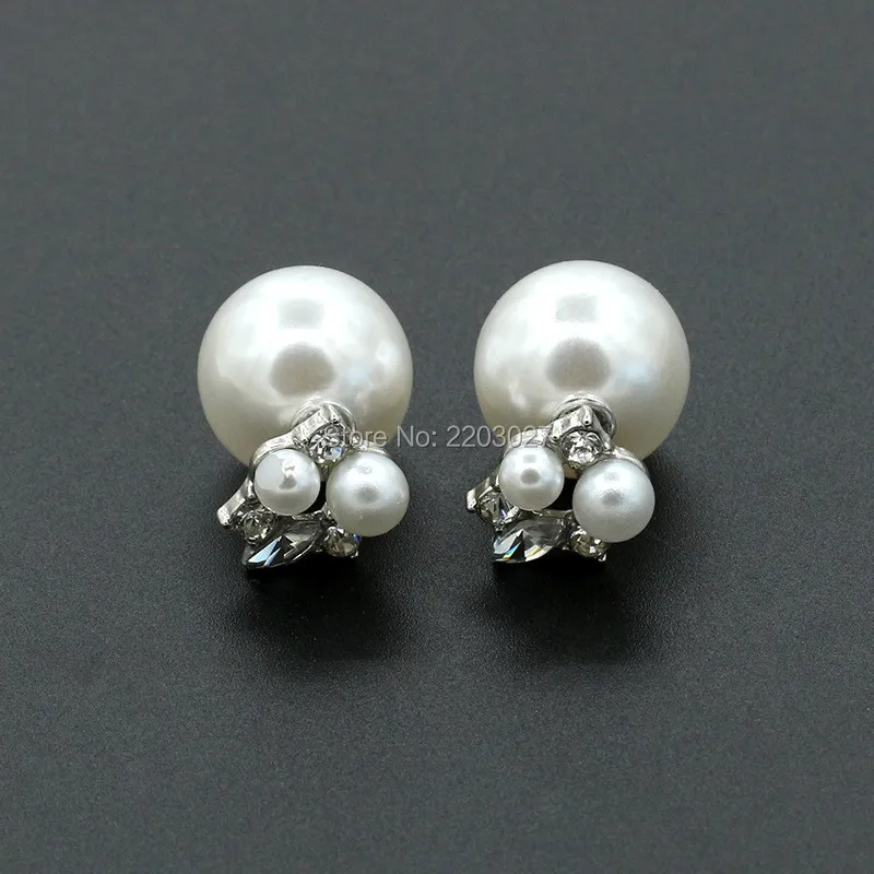 Korean Fashion Imitation Pearl Flower Crystal Wedding Stud Earrings for Women Jewelry | Украшения и аксессуары