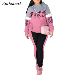 Autumn Sportswear Set Women Pink Two Piece Set Letter Print Plus Size 3xl Winter Tracksuit Sets Casual 2 Piece Sweatsuit Sets Autumn Sportswear Set Women Pink Two Piece Set Letter Print Plus Size 3xl Winter Tracksuit Sets Casual 2 Piece Sweatsuit Sets