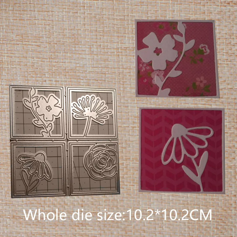 

Flowers square metal cutting dies for Scrapbooking paper card album envelope decorative embossing stencil 102*102 mm