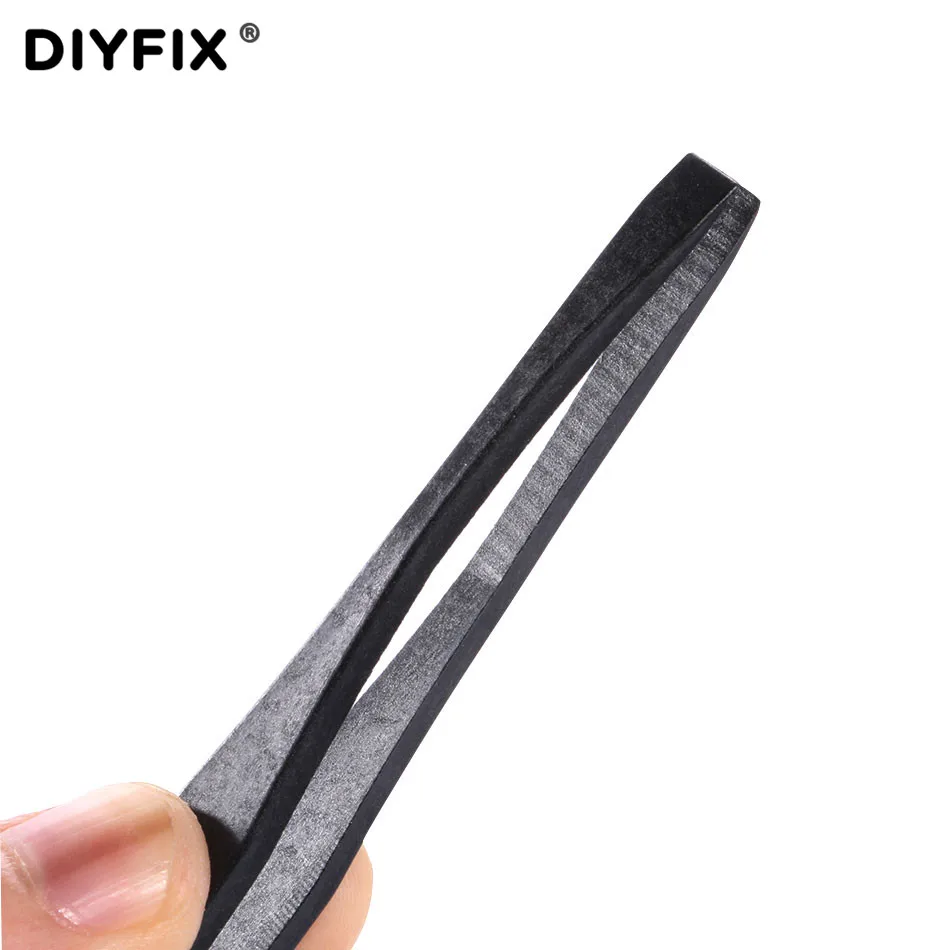 DIYFIX 7 in 1 Black ESD Tweezers Set Anti Static Plastic Electronic Tweezers 
