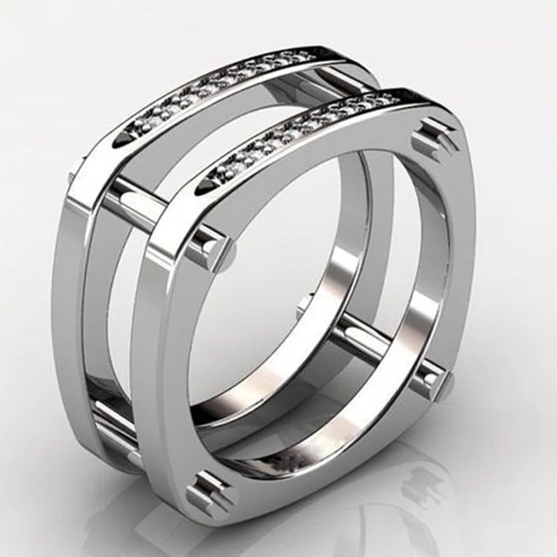 NUNCAD Classic Creative Gold Silver Color Crystal Rings Men Women Punk Rings Fashion Female  Party Jewelry Wedding Bridal Gift 3
