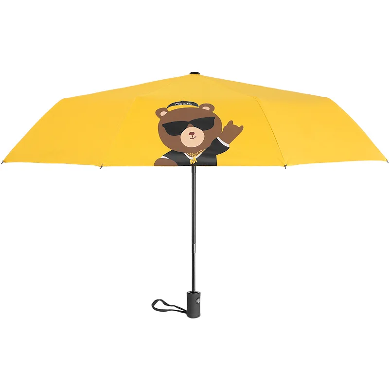 YADA Cartoon Spectacle Bear Folding Automatic Umbrella For Women Anti-UV Rainproof Protection Parasol Rain Sun Umbrella YD100