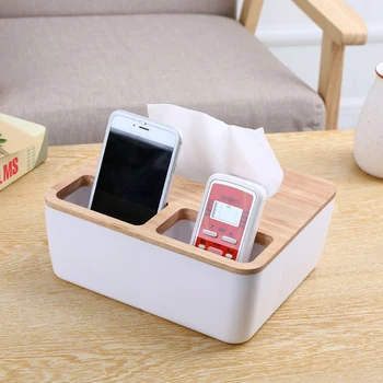 

Wooden Tissue Paper Box Office Desk Storage Box Remote Control Holder Desktop Organizer Home Bathroom Napkin Paper Holder Case