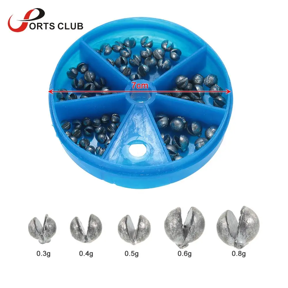 Environmentally Friendly Fishing Weights Dr.Fish 100-Pack Tin Split Shot Sinkers - #5 Size 1/18oz Lead-Free Fishing Weights Sinkers Fishing