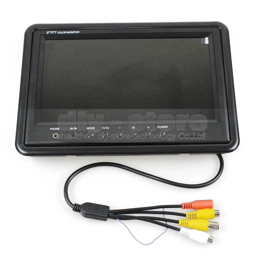 DIYSECUR 9 inch TFT LCD Monitor Display Rear View Monitor Screen with BNC / AV Input Remote Control DVD VCR Monitoring System