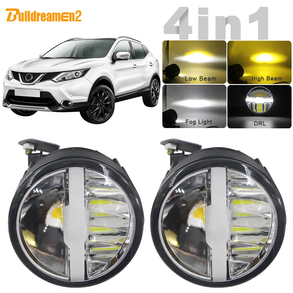 

4in1 Function Car H11 LED Bulb Fog Light Headlight High Low Beam DRL 3 Color 5000LM 12V For Nissan Qashqai J11 J11_ 2013-2019