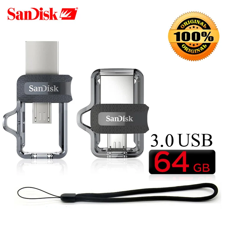 Флеш накопитель Sandisk sdd3 2 в 1 OTG USB 128 Гб 64 ГБ 32 16 флеш для смартфона внешний usb на базе