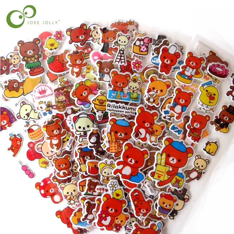 

10pcs/lot NEW Cute Cartoon Bear Decoration bubble stickers Cartoon Brown Bear Stickers Toys For Children kids Christmas Gift GYH