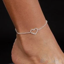 12pcs Lady Love Heart Rhinestone Ankle Bracelet Sandal Beach Foot Chain Anklet Jewelry