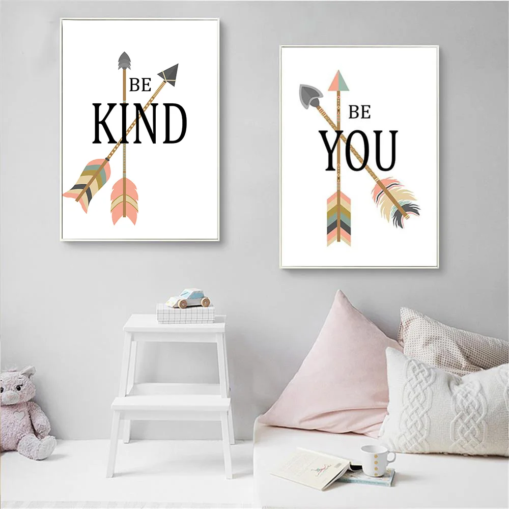 Tribe Deer Arrow Feather Canvas Poster Nursery Wall Art Print Nordic Decoration 