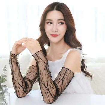 

Arm Warmers Women Summer Thin Sun Protection Sleeves Solid Mesh Lace UV Long Sleeve All-match Leisure Outdoor