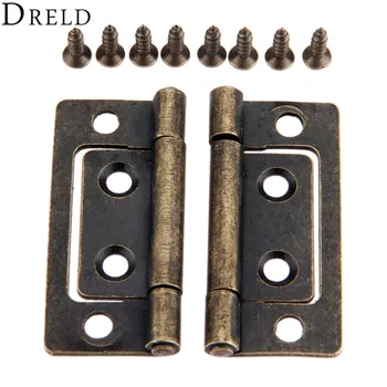 

DRELD 2pcs 50x24mm Furniture Hinges Cabinet Drawer Door Butt Hinge Antique Decorative Cupboard Hinges For Jewelry Wooden Box