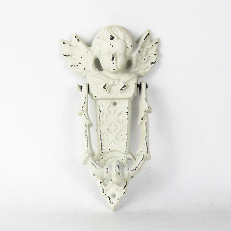 Европейский Винтаж античный белый Ангел Дизайн домашний сад Дверь Декор чугунная ручка