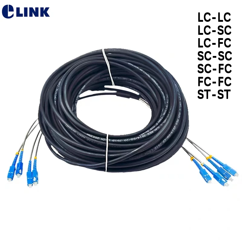 

10mtr Outdoor CPRI Fiber optic Patch cord LC SC FC ST 4 cores SM drop patch cable Singlemode FTTH FTTA jumper ELINK 4 fibers
