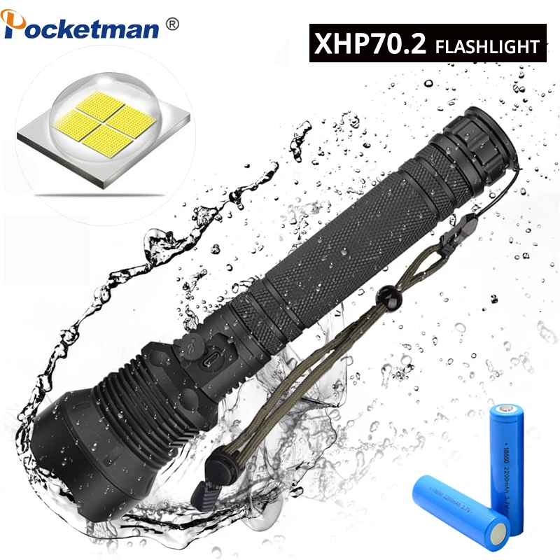 XHP70 50 Вт 6500LM светодиодный фонарик фонарь USB перезаряжаемые фонарики Масштабируемые тактический фонарь для защиты для кемпинга охоты