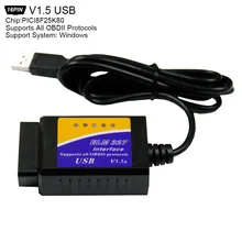 PICI8F25K80 подходит для ELM327 V1.5 obd2 USB Сканер automotivo Авто диагностический инструмент OBD 2 escaner automotriz vag com код считыватель