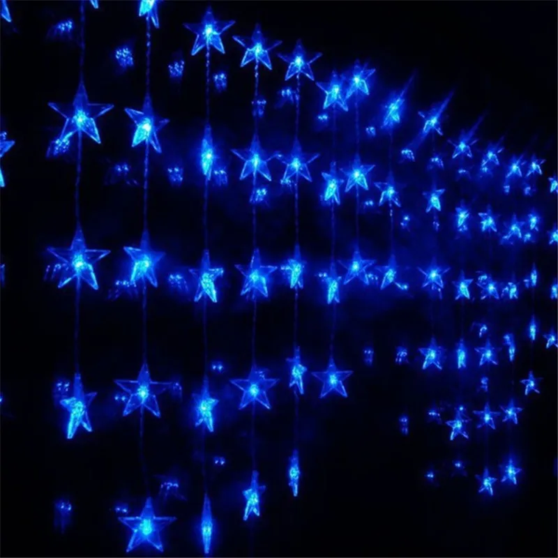 

2.5x1m 72 Stars LED Curtain String Light Lamps New Year Christmas Garland novelty Luminaria Chandelier Wedding Garden Decoration