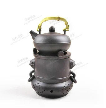 

Set double lion purple sand pot boiling tea furnace pottery furnace non-carbon furnace warm wine stove early ware girder pot