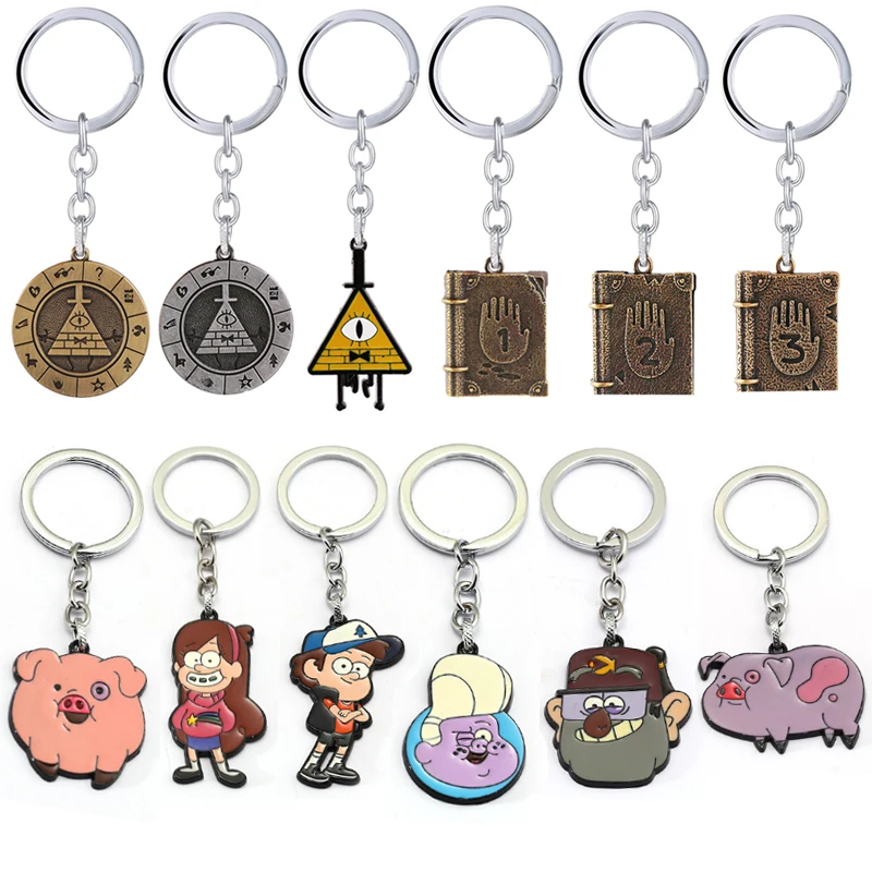 

Gravity Falls Keychains Bill Cipher Metal Pendant Keyring Journal Book The Zodiac KeyChain Key Holder llaveros Chaveiro Gifts