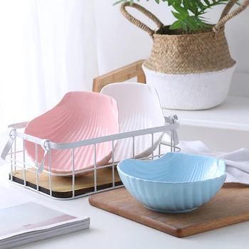 

Ceramic Bowl Soup Bowl Frutero Serving Bowl Shell Shape Rice Candy Color Ware Bowl Ice Cream Cup Fruit Tray Cute Dinnerware 1pcs