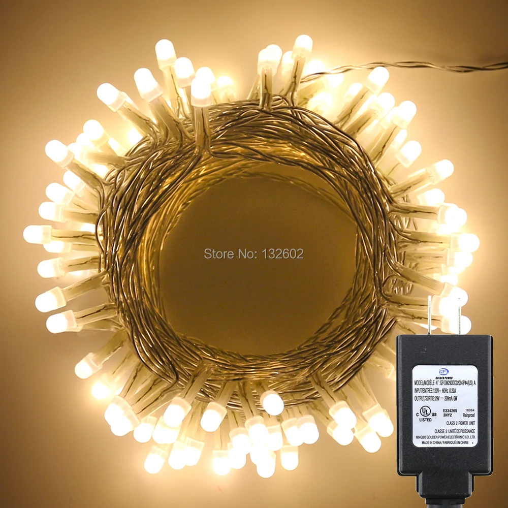 10M/33Ft 100Leds Warm White Pearl LED String Starry Lights Christmas