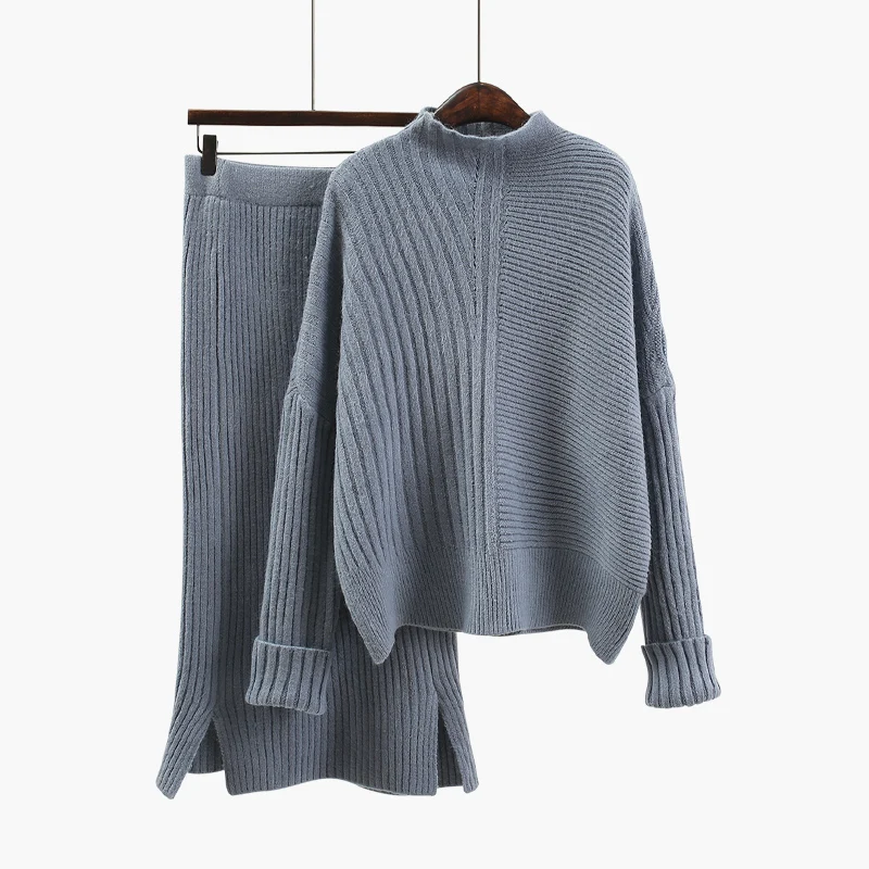 Модный женский свитер, набор, зима-осень, для офиса, для леди, для работы, вязанные, свободные, пуловеры, универсальные, утолщенная верхняя одежда, топы - Цвет: gray
