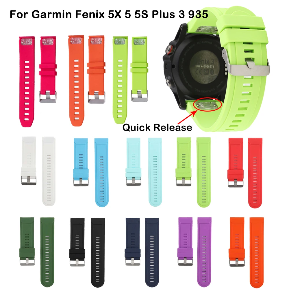Горячая 26 22 20 мм ремешок для часов Garmin Fenix 5X 5 5S Plus 3 3HR D2 S60 часы Quick Release силиконовый