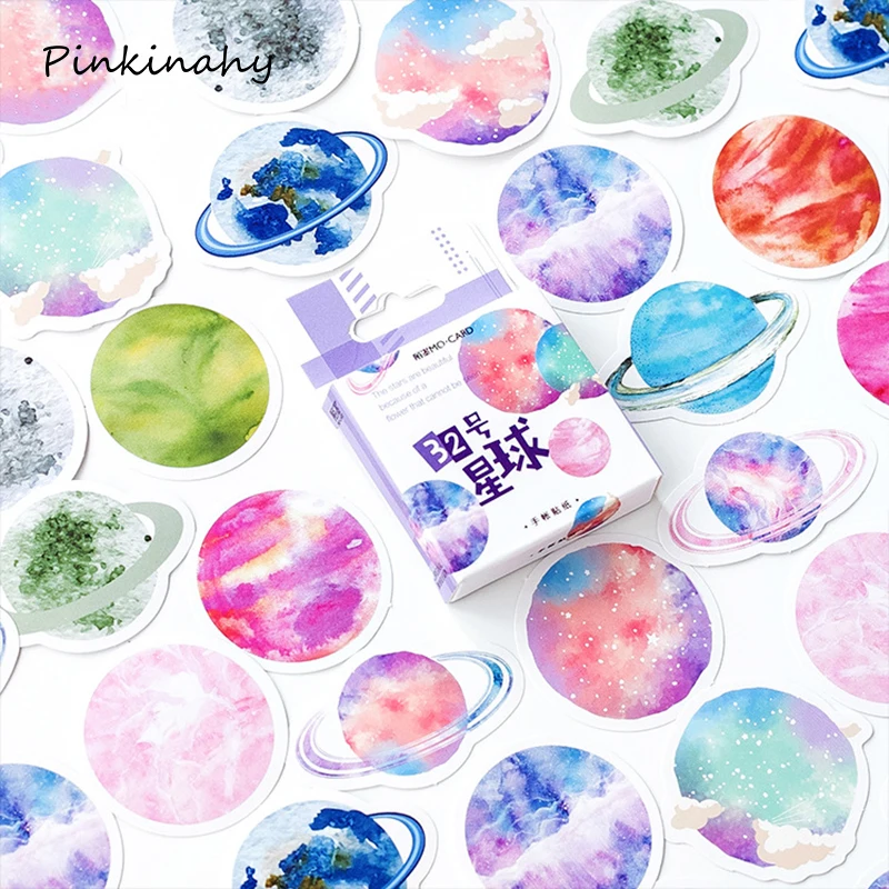 

45 Pcs/Set Cute Dream Scrapbooking Journal Stationery Diary Japanese Paper Mini Cute Decorative Space Planets Sticker
