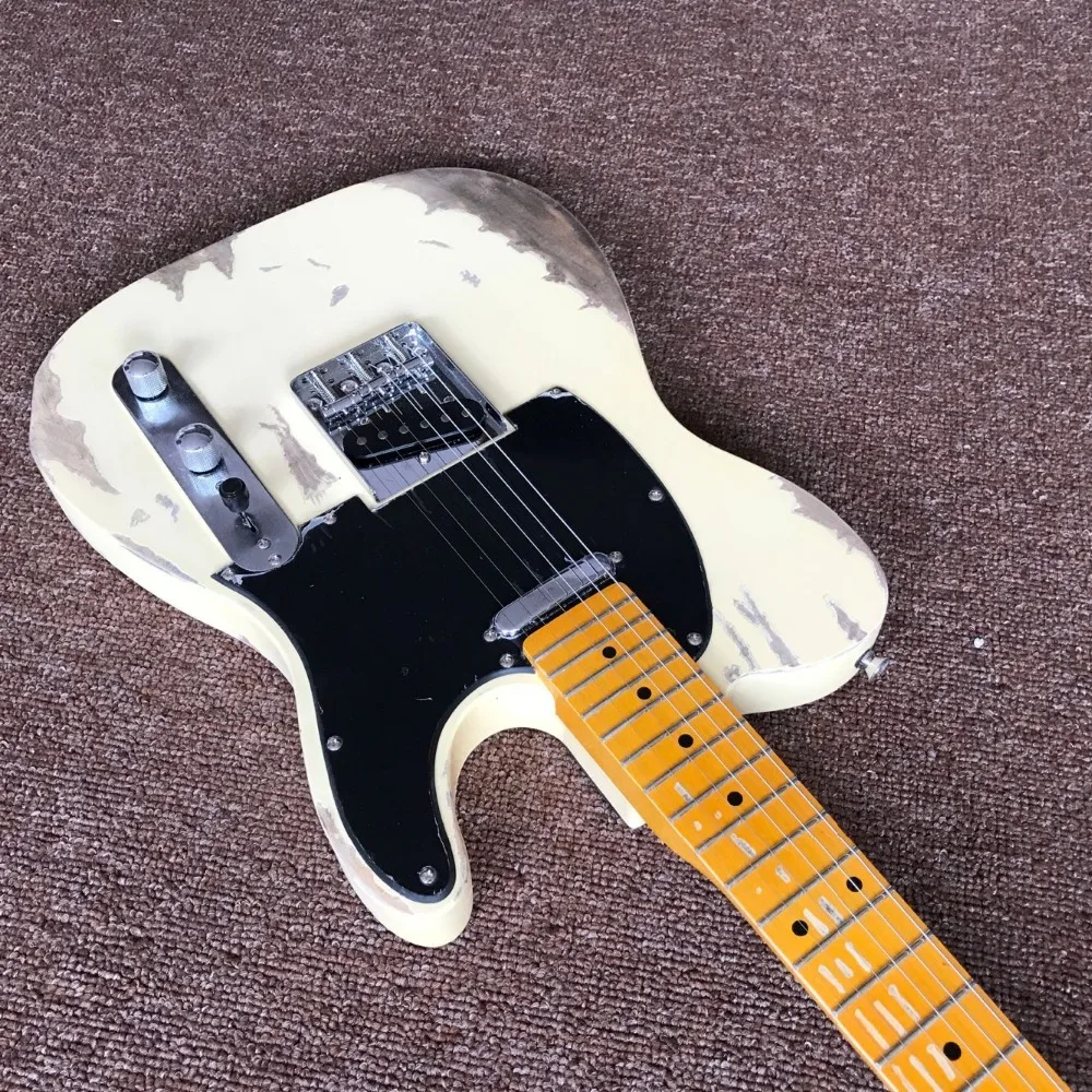 custom shop,classical TELE 6 Strings Maple fingerboard Electric Guitar,telecasterr gitaar relics by hands.cream color guitarra custom shop,classical TELE 6 Strings Maple fingerboard Electric Guitar,telecasterr gitaar relics by hands.cream color guitarra