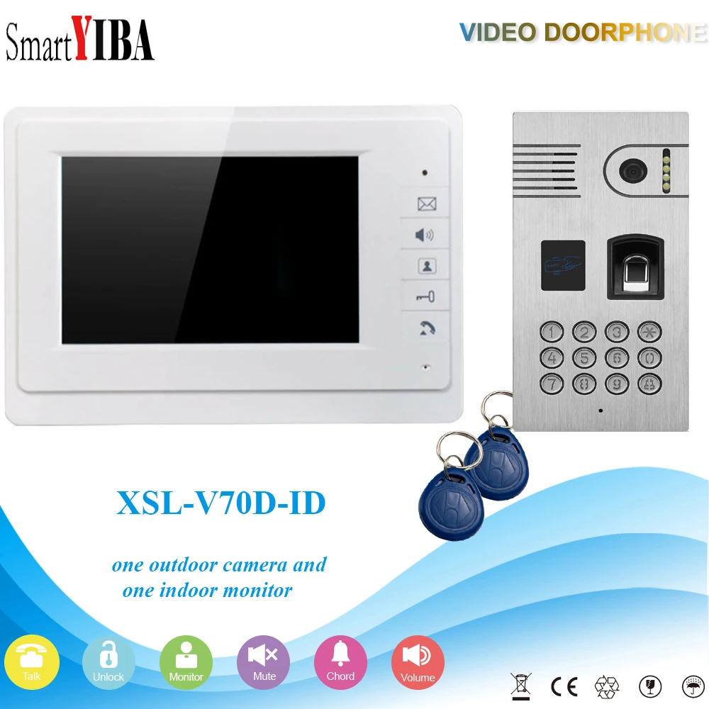 SmartYIBA отпечаток пальца/пароль код разблокировки двери камера видео телефон двери видео дверной звонок RFID Управление квартира домофон система