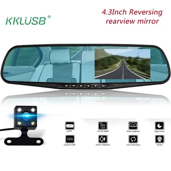Car Dvr 4.3 Inch Rearview Mirror Dash cam Full HD 1080P Video Registrator Recorder Night Vision dual lens USB2.0 Input Dash cam