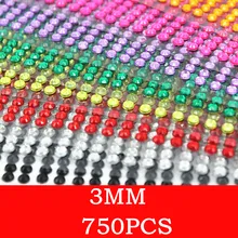 750pcs /set Beauty 3mm Crystals Rhinestones Car Decor Decal Styling Accessories Mobile/pc Art Diamond Self Adhesive Stickers