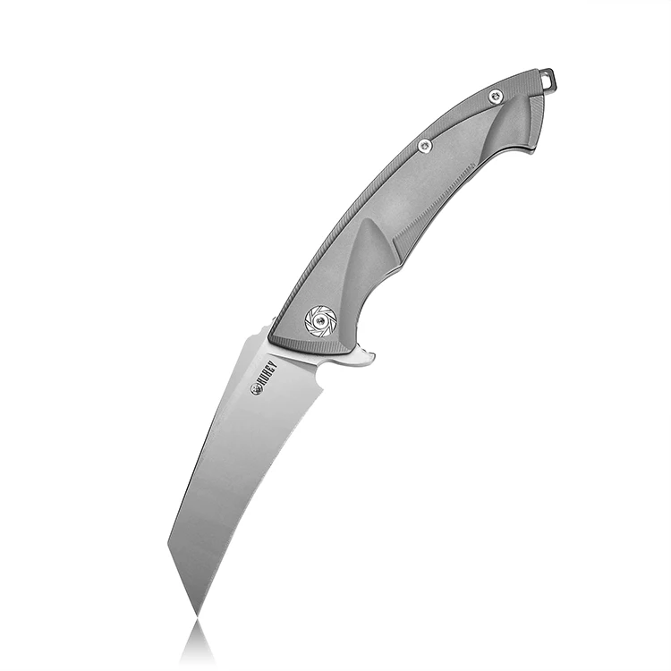 

KUBEY Knives KU153TI Folding Pocket Knife with Clip, CPM S35VN Steel and 6AL4V Titanium Handle, Karambit Folding Titanium Knife