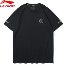 Li-Ning мужские спортивные футболки с коротким рукавом из полиэстера с дышащей подкладкой AHSP447 CJAS19