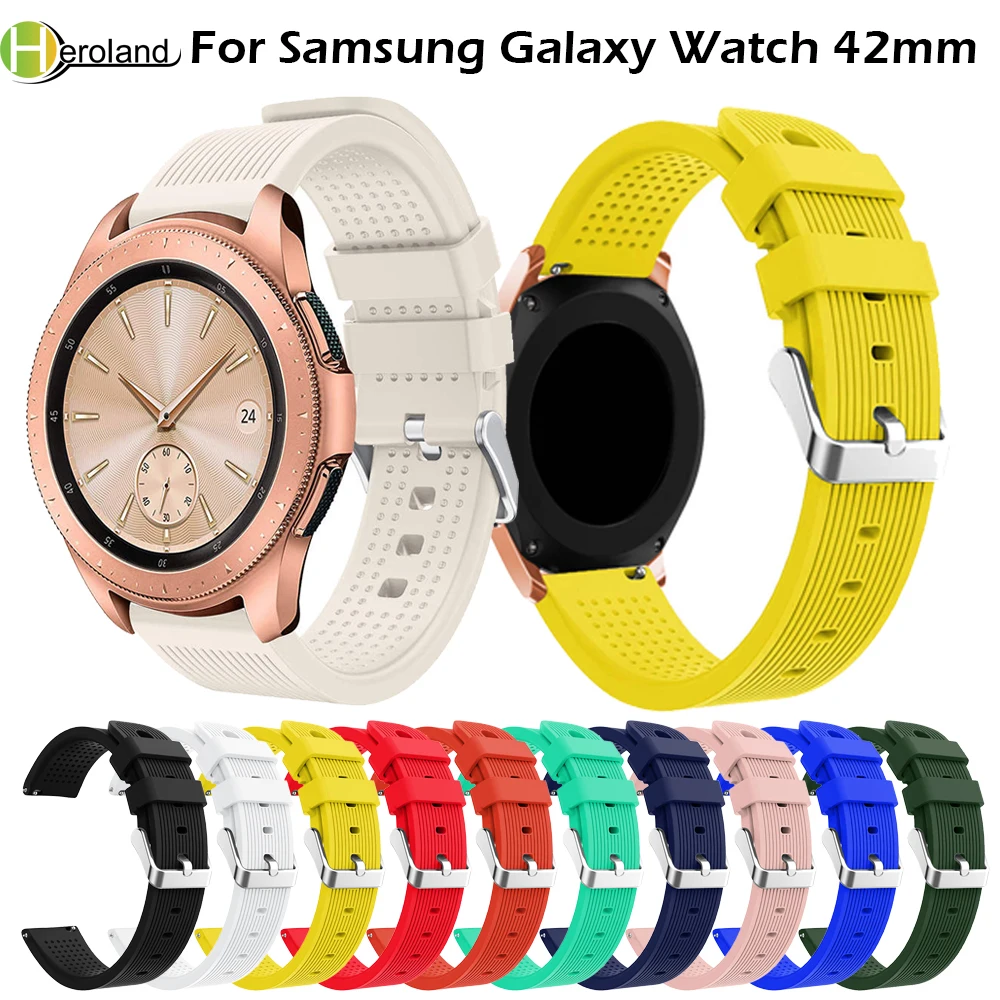 Ремешок силиконовый для часов сменный спортивный браслет Samsung Galaxy Watch 42 мм 20