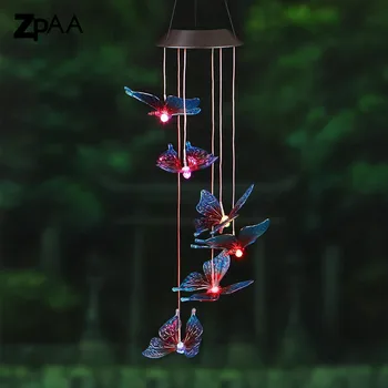 

Outdoor LED Solar Lamp Hummingbirds dragonfly Wind Home Garden Decor Solar Light Solar Powered Color-Changing Wind Chime Light