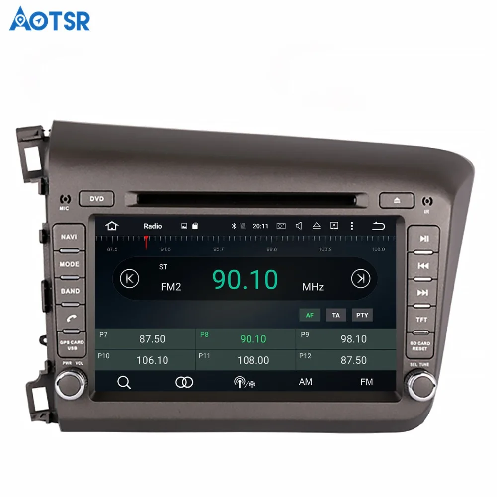 Top Aotsr Android 8.1 GPS navigation Car DVD Player For Honda Civic left 2012 2013 multimedia 2 din radio recorder 4GB+32GB 2GB+16GB 4
