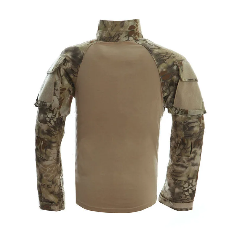 Мужская камуфляжная тактическая рубашка армейская Боевая футболка с длинным рукавом Военная страйкбол Пейнтбол мягкая рубашка Охота Рыбалка рубашка