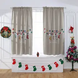 130 см x 100 Рождественский занавес обработки окна тюль с драпировкой подзор 1 панель ткань моющиеся плотные для эркер #25