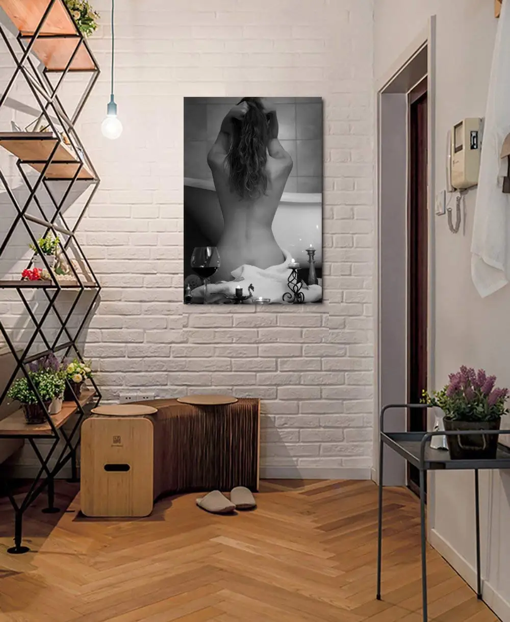 Картина на холсте, Современная сексуальная настенная живопись, плакат, принт, Обнаженная женщина, на спине, картина для купания, домашний декор, художественная картина