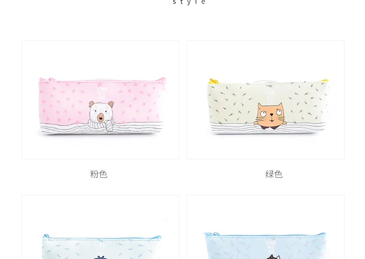 Милый пенал с животными PU Школьные принадлежности Канцтовары Kawaii Cat Bear пенал для карандашей kalem kutusu пенал