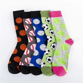 

PEONFLY Novelty New 2020 Autumn Winter Men Socks Basketball Soccer Tennis Sports Ball Pattern Happy Socks Cotton Harajuku Sokken