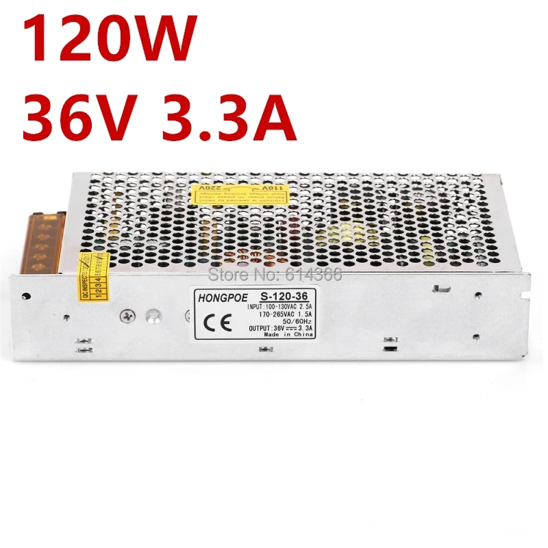

10PCS Best quality 120W 3.3A 36V Switching Power Supply 36V Driver for LED Strip AC100-240V Input to DC 36V