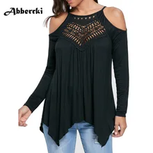 Модный летний топ с открытыми плечами белые футболки для женская, перевязанные тесьмой Повседневное футболка Длинные рукава с открытыми плечами женская футболка