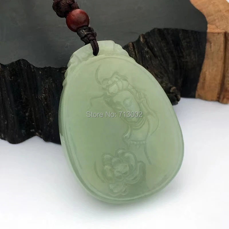Природа серый яшмовая Гуаньинь кулон jadite амулет-талисман ожерелье Lucky Carven-сертификат